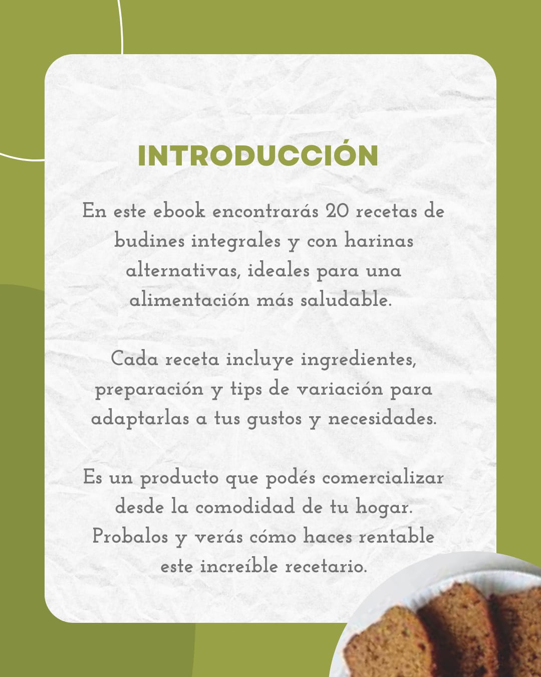 "Budines del Bienestar": 20 recetas de budines integrales, sin refinados ni excusas.